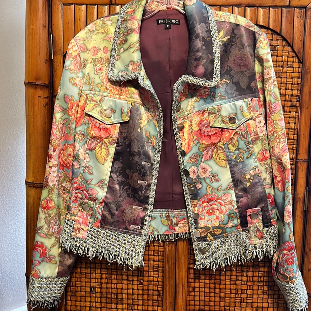 Boho Chic Satin Jean Style Jacket